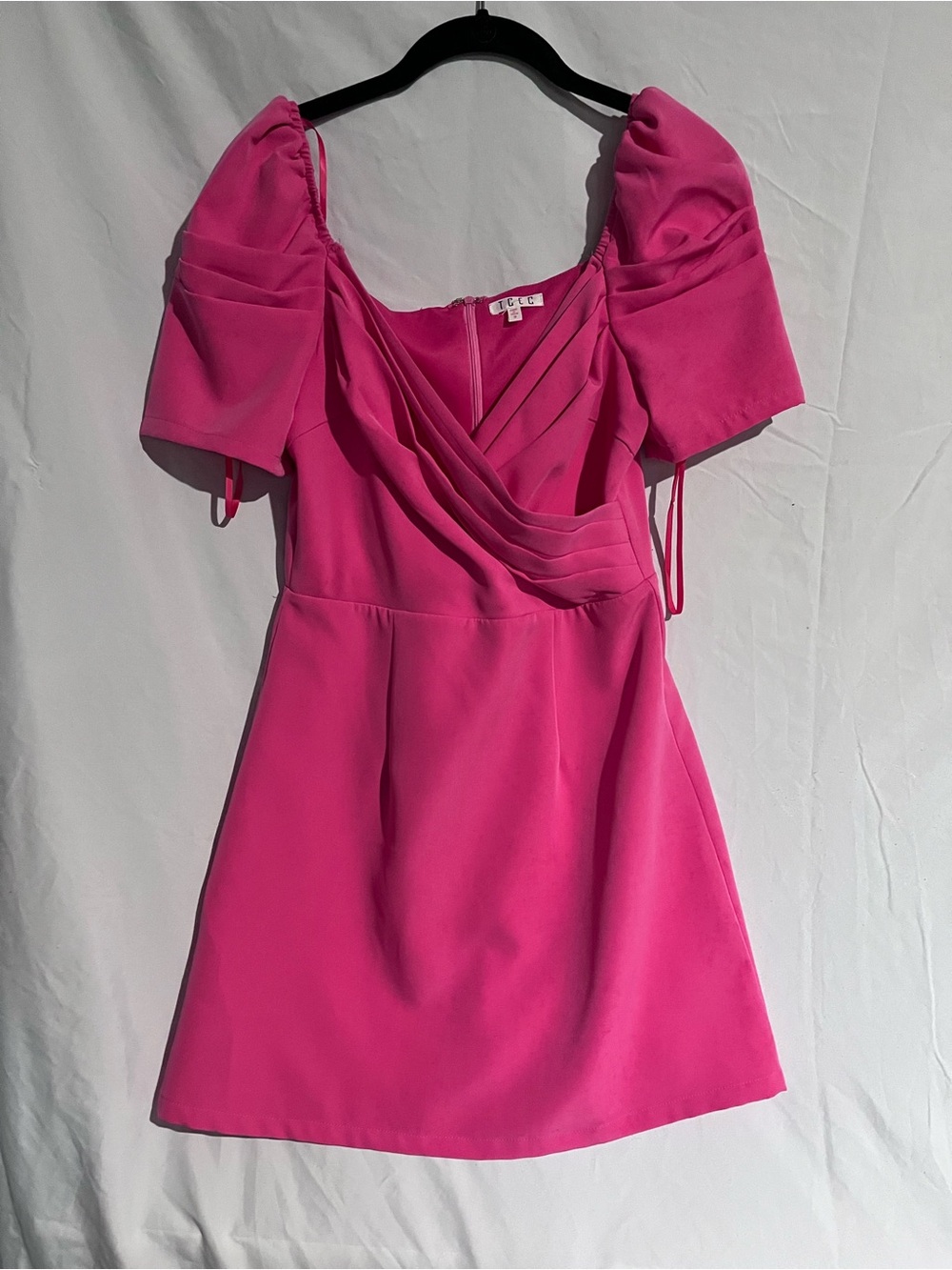 TCEC Hot Pink Puff-Sleeve Mini Dress